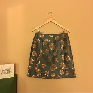 Ann Taylor skirt, formal, metallic gold, dark teal
